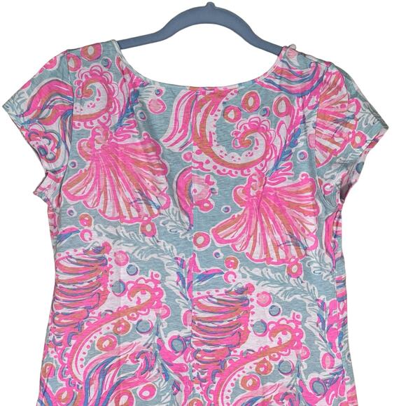 Lilly Pulitzer Linen Blend Coastal Print Dress with Pom-Pom Trim Size Small - Picture 6 of 11